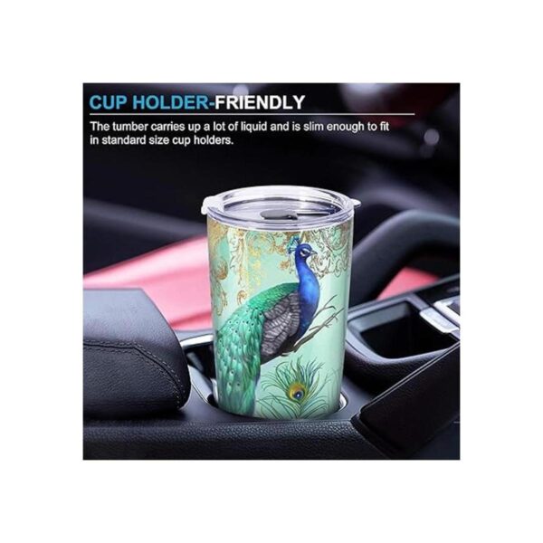 NymphFable Taza de pavo real de 20 onzas con popote y tapa