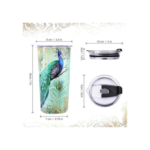 NymphFable Taza de pavo real de 20 onzas con popote y tapa