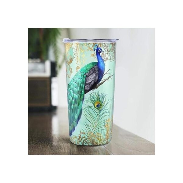 NymphFable Taza de pavo real de 20 onzas con popote y tapa