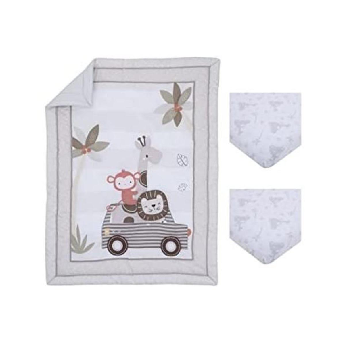 NoJo Jungle Ride Juego de cama de 3 piezas color gris