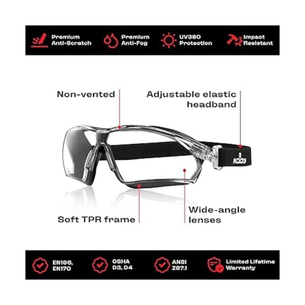 NoCry Gafas de seguridad ligeras con lentes transparentes_2