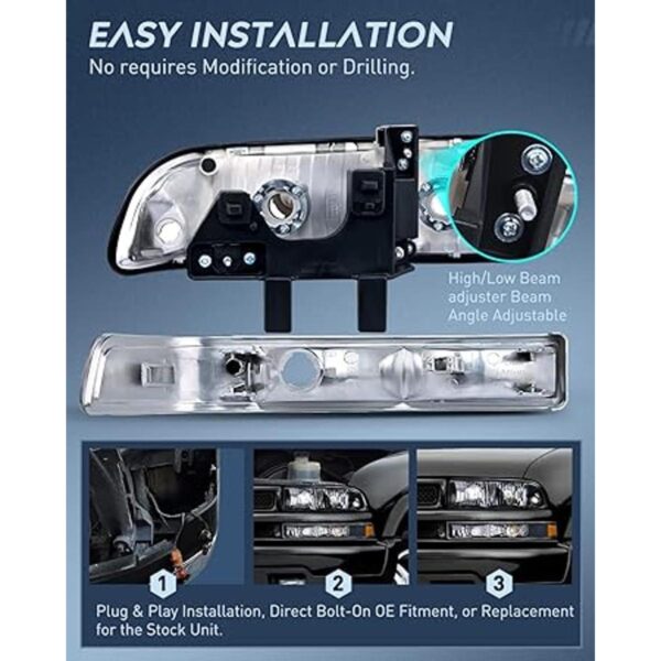 Nilight Ensamblaje de faros delanteros para Chevy Blazer_3