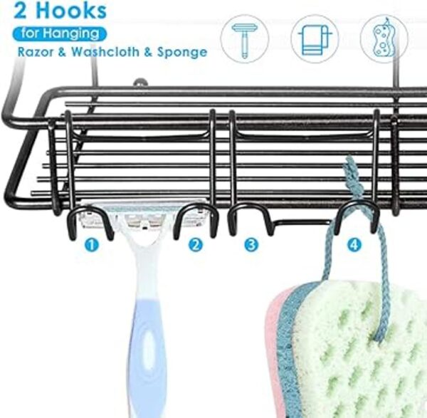 Nieifi Shower Caddy Shelf with Hooks Storage Rack