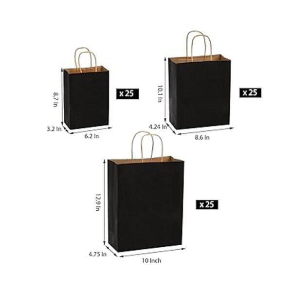Nicunom Paquete de 75 bolsas de papel kraft negras 6 x 3