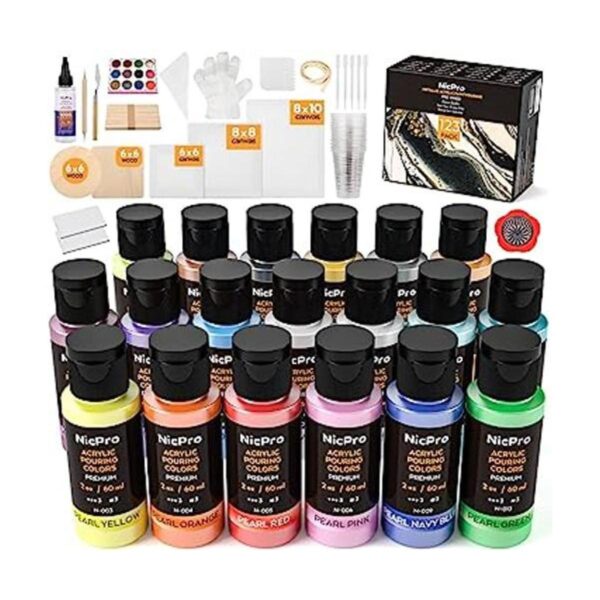 Nicpro Paquete de 123 pinturas acrílicas metálicas 19_1