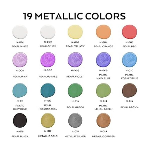 Nicpro Paquete de 123 pinturas acrílicas metálicas 19_6
