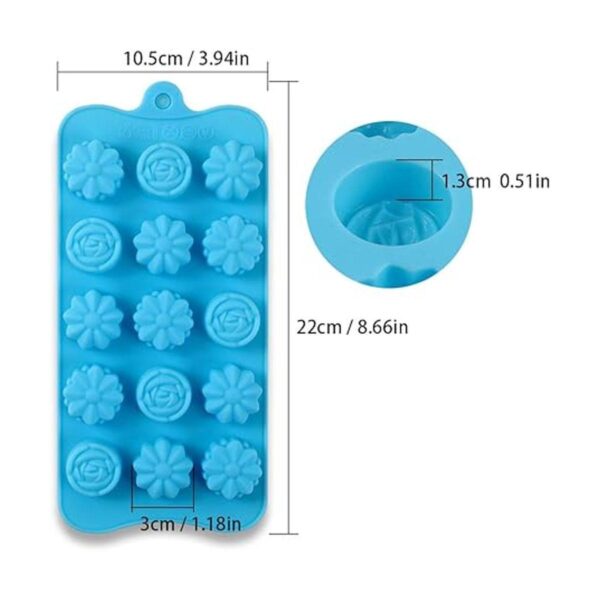 Newk Moldes de silicona en forma de flor 4 paquetes de 15