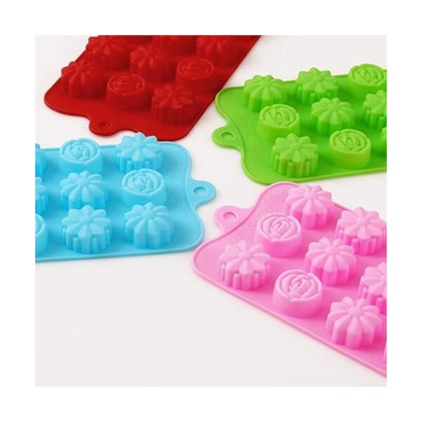 Newk Moldes de silicona en forma de flor 4 paquetes de 15