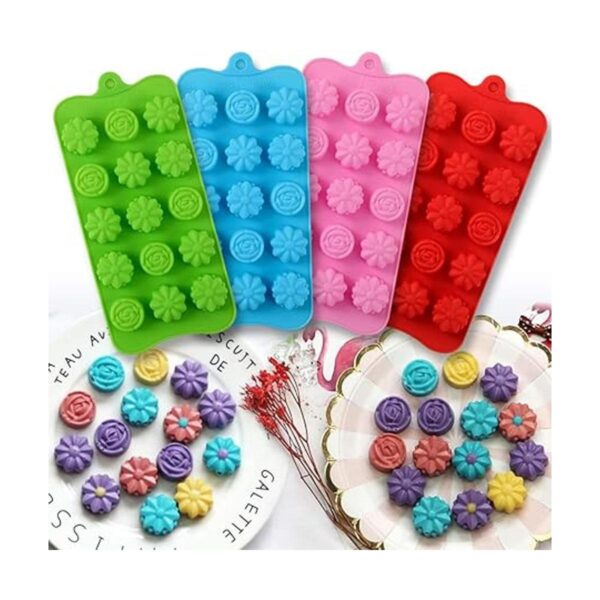 Newk Moldes de silicona en forma de flor 4 paquetes de 15