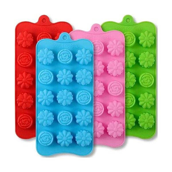 Newk Moldes de silicona en forma de flor 4 paquetes de 15