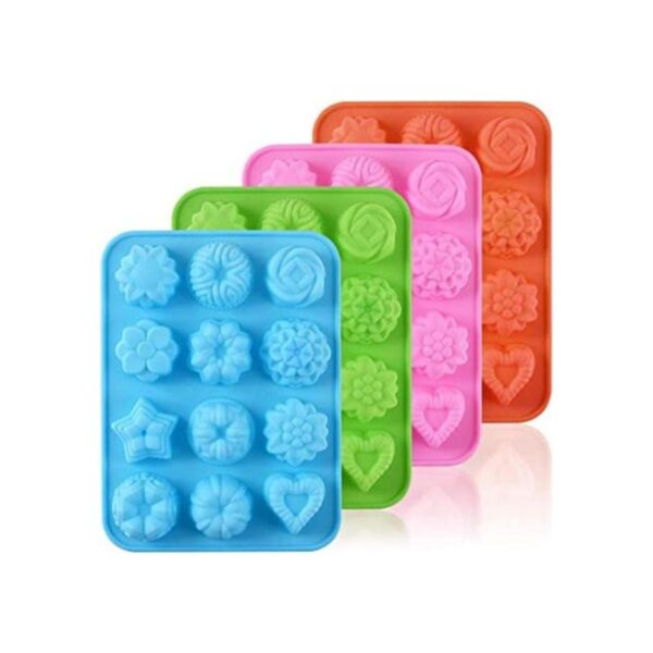 Newk Molde de silicona con forma de flor 4 paquetes de 12_1