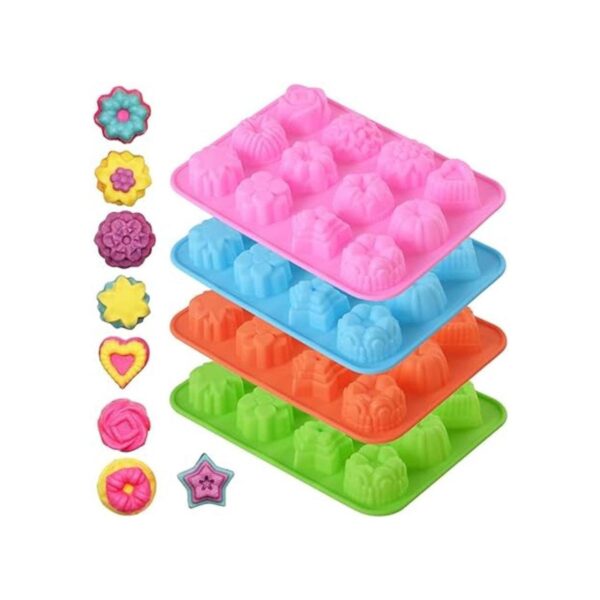 Newk Molde de silicona con forma de flor 4 paquetes de 12_6