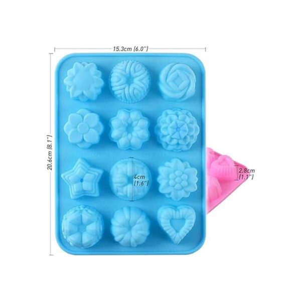 Newk Molde de silicona con forma de flor 4 paquetes de 12_2