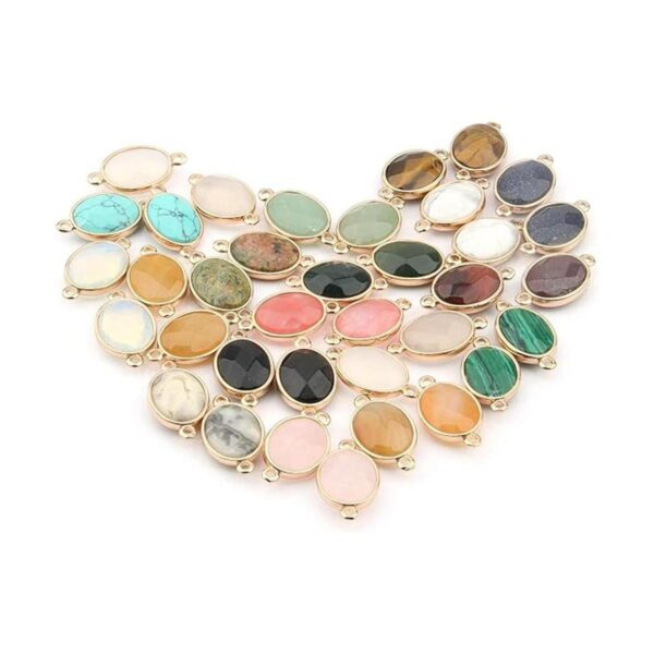Natural Stone Connectors Faceted Egg Shape Stone Pendant_1