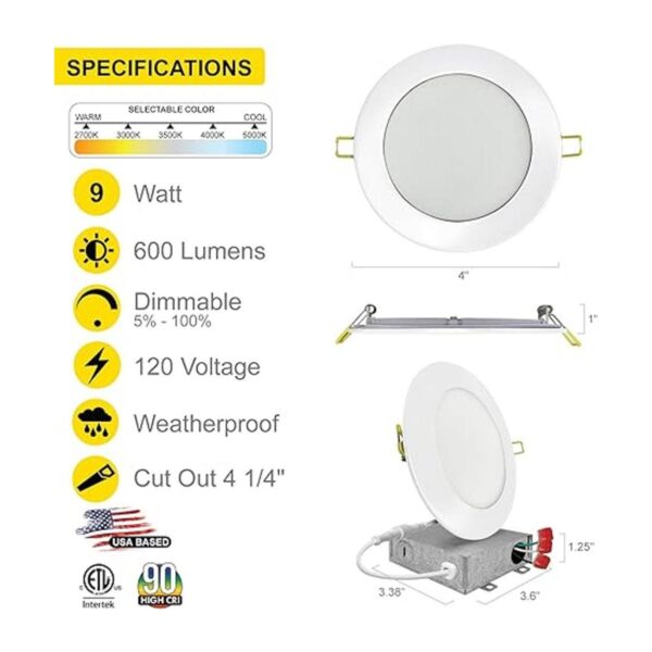 NUWATT Downlight LED redondo de techo de 4 pulgadas_2