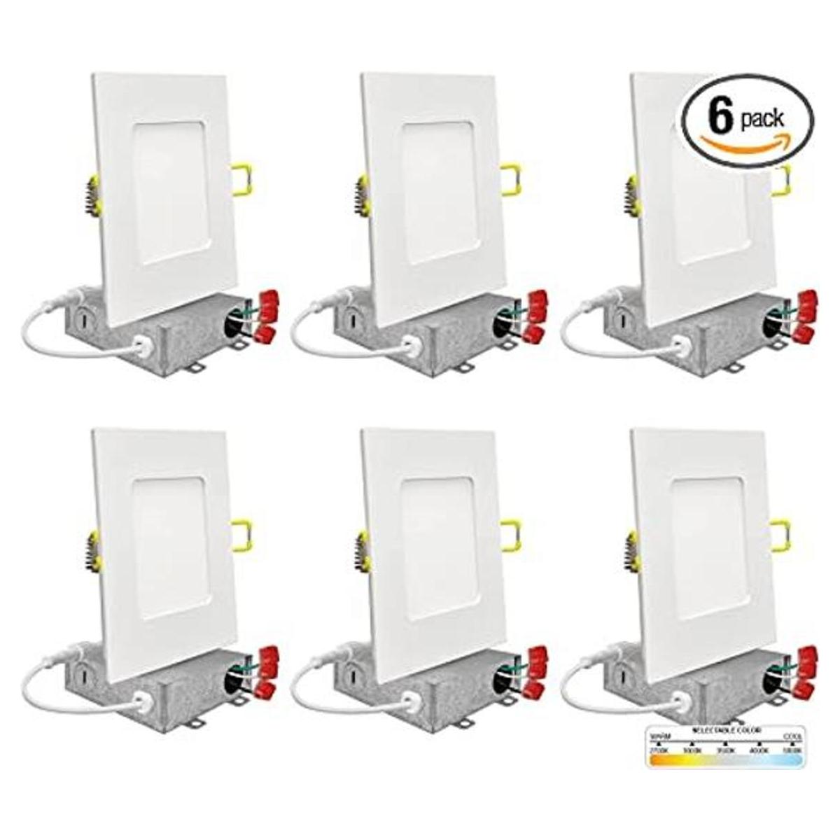 NUWATT Lámpara de techo LED empotrada cuadrada de 4