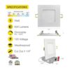 NUWATT Lámpara de techo LED empotrada cuadrada de 4_2