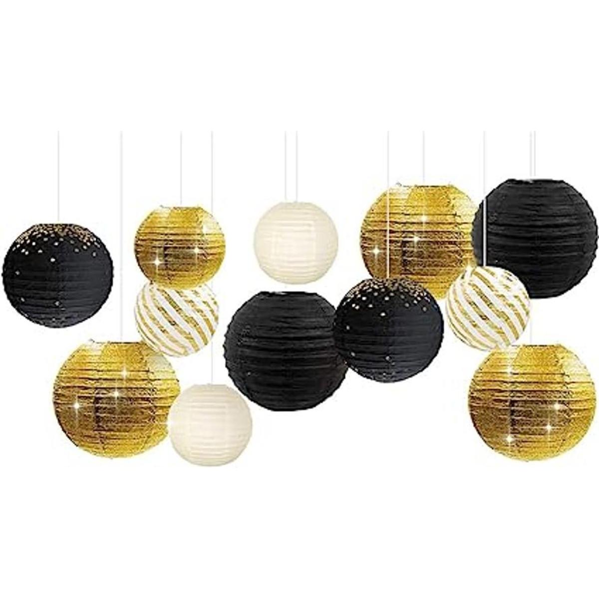 NICROLANDEE Suministros de fiesta de oro negro 12