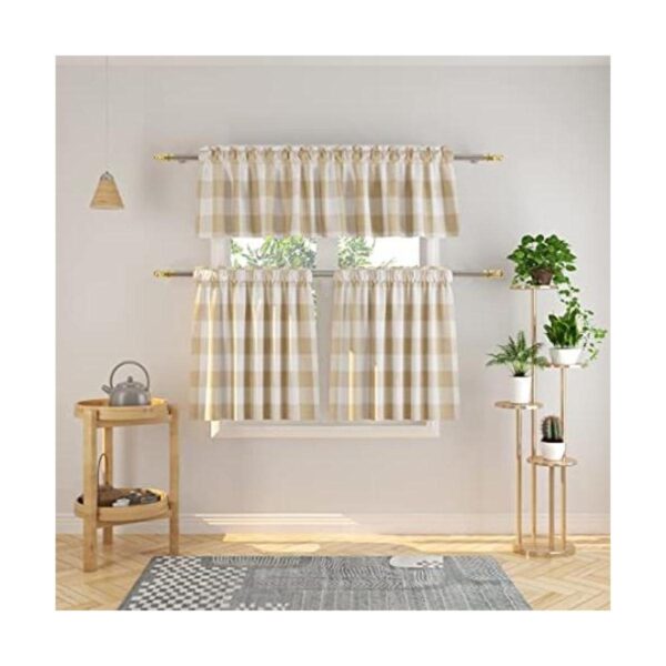 NATUS WEAVER Juego de 3 cortinas de algodón para ventana