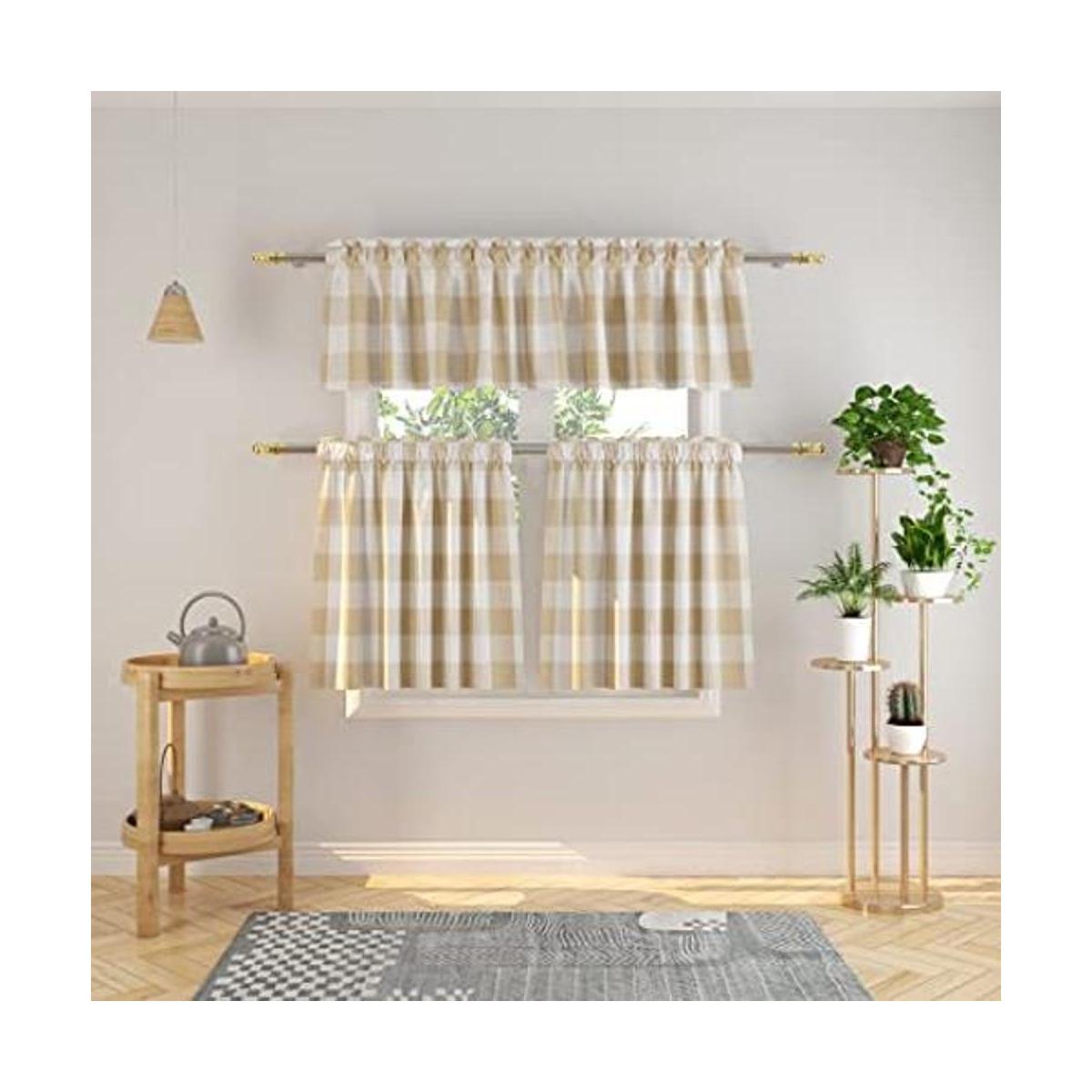 NATUS WEAVER Juego de 3 cortinas de algodón para ventana