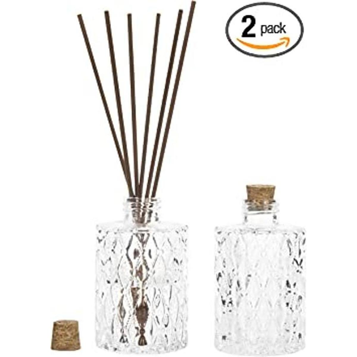 MyGift Juego de 2 botellas difusoras de cristal con tapa