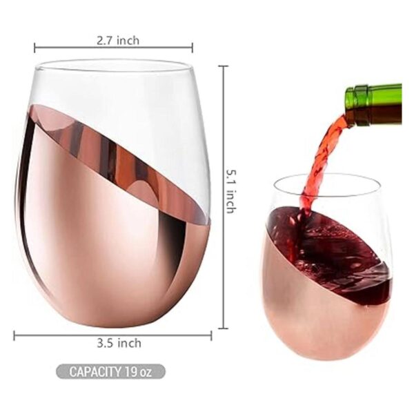 MyGift Juego de 4 copas de vino sin tallo con acento de_5