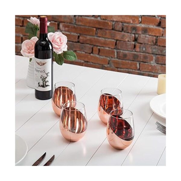 MyGift Juego de 4 copas de vino sin tallo con acento de_4