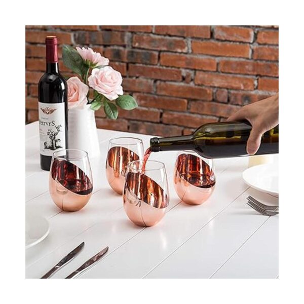 MyGift Juego de 4 copas de vino sin tallo con acento de_2