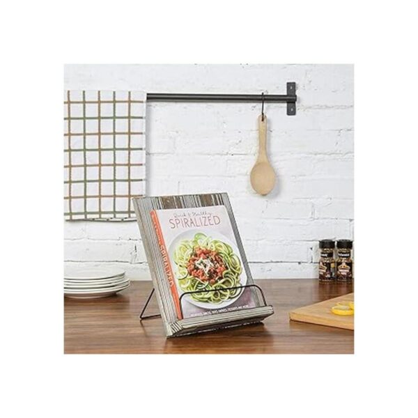 MyGift Soporte para libros de cocina de madera con_2