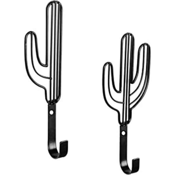 MyGift Juego de 2 ganchos de pared de metal negro con_1