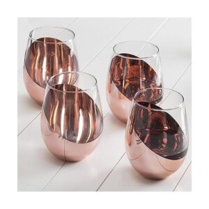 MyGift Juego de 4 copas de vino sin tallo con acento de_1