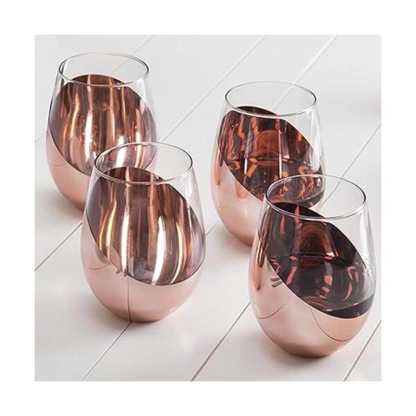 MyGift Juego de 4 copas de vino sin tallo con acento de_1