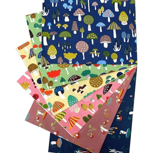Mushroom Fabric Fat Quarters for QuiltingCotton Printed