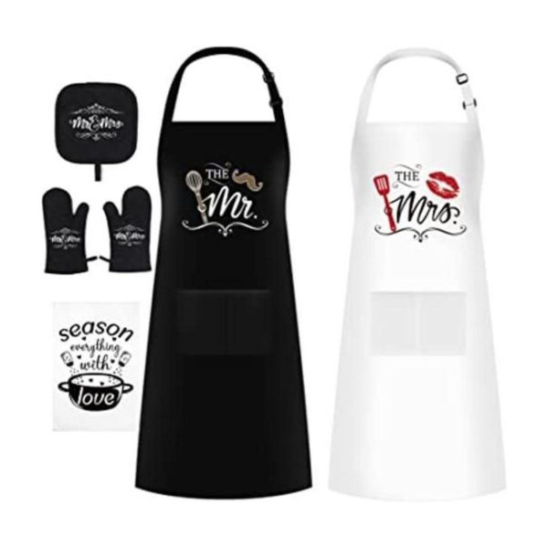 Mr and Mrs Juego de delantales de cocina para pareja_1