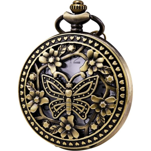 Morfong Reloj de bolsillo vintage Steampunk mariposa_1