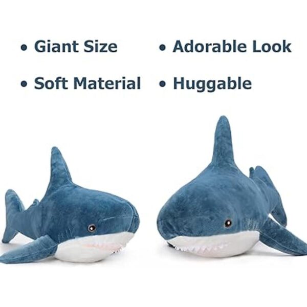 MorisMos Juguetes de peluche de tiburón gigante almohada