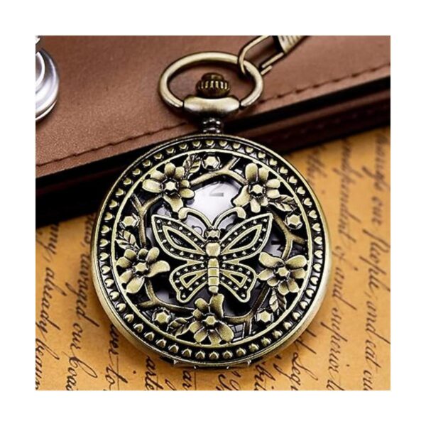 Morfong Reloj de bolsillo vintage Steampunk mariposa_3
