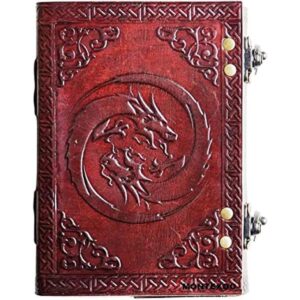 Montexoo Diario de piel con doble dragón diseño de dragón_1