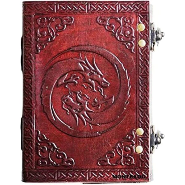Montexoo Diario de piel con doble dragón diseño de dragón_1