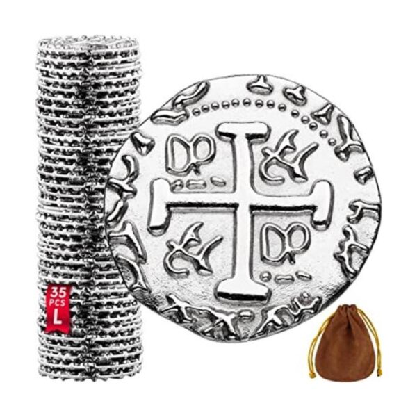 Monedas piratas de metal 35 monedas grandes de plata_1