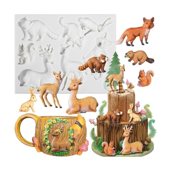 Molde de silicona para fondant de animales del bosque