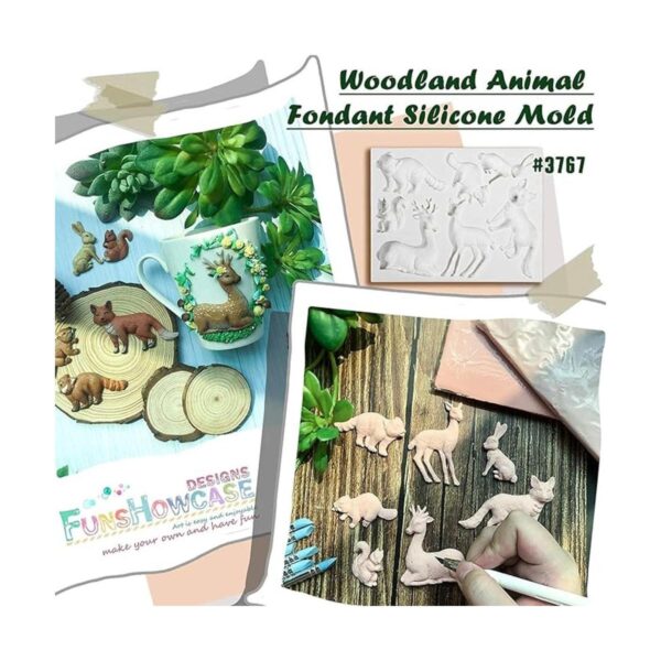 Molde de silicona para fondant de animales del bosque