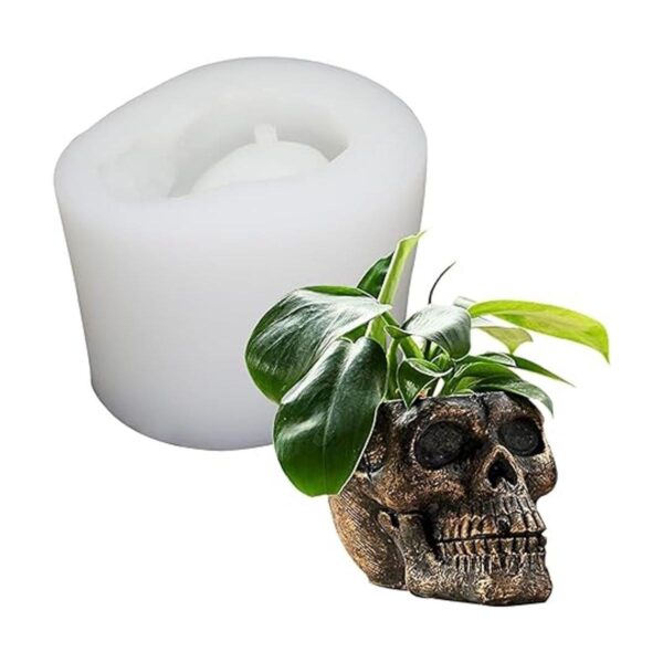 Molde de silicona para maceta de cráneo 3D