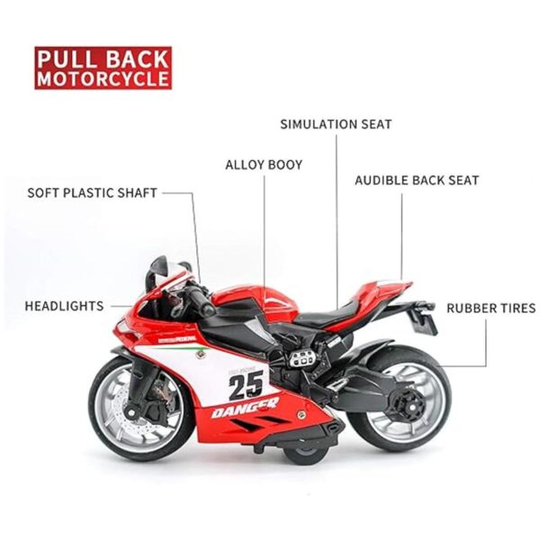 Modelo de motocicleta de tracción escala 112 de juguete