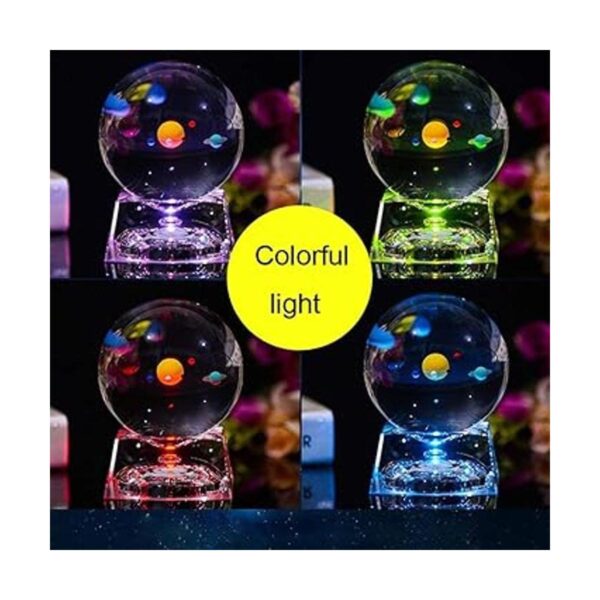 Modelo de bola de cristal con sistema solar en 3D y base_2