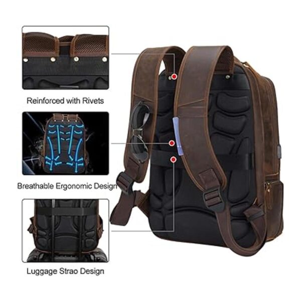 Mochila de cuero auténtico vintage marrón para hombres de_2