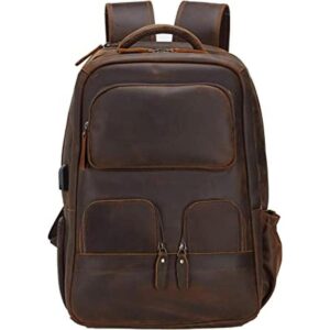 Mochila de cuero auténtico vintage marrón para hombres de_1