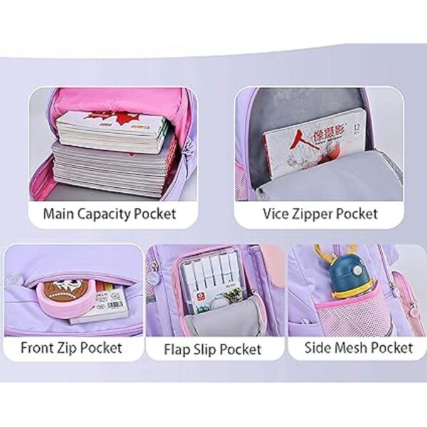 Mochila de unicornio rosa para niñas bolsa de libros