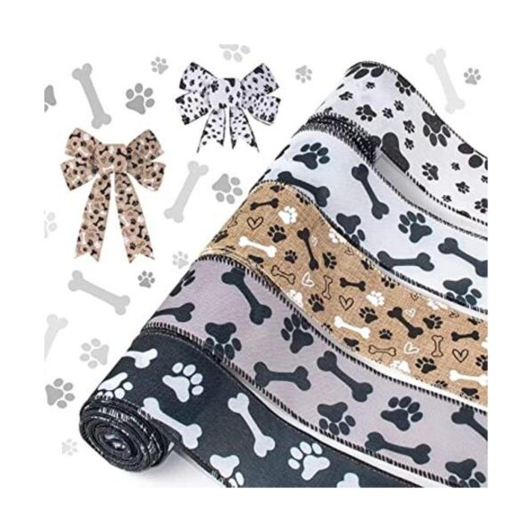 Mlurcu Cinta de perro con estampado de patas 5 rollos de