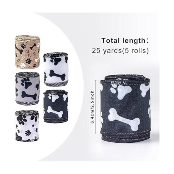 Mlurcu Cinta de perro con estampado de patas 5 rollos de